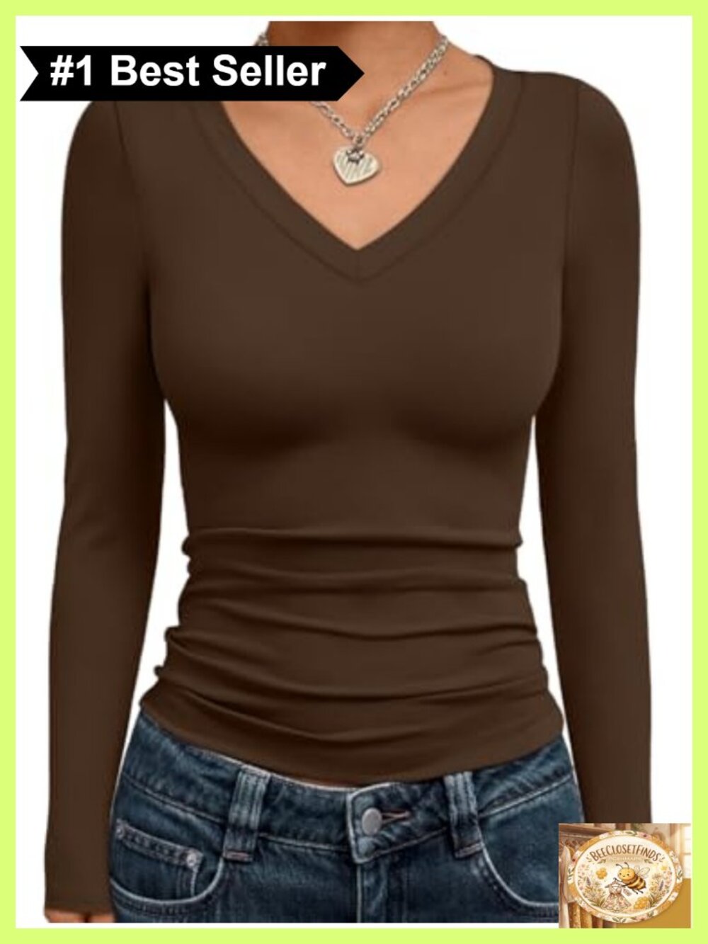 Women's Long Sleeve V-Neck Crop Top Fitted Stretch Casual Shirt